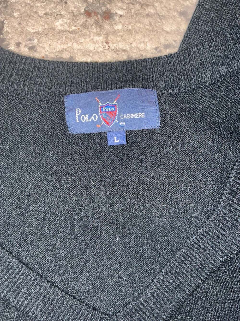 Vintage Polo Cashmere Black V-Neck Long Sleeve Sweater Size L